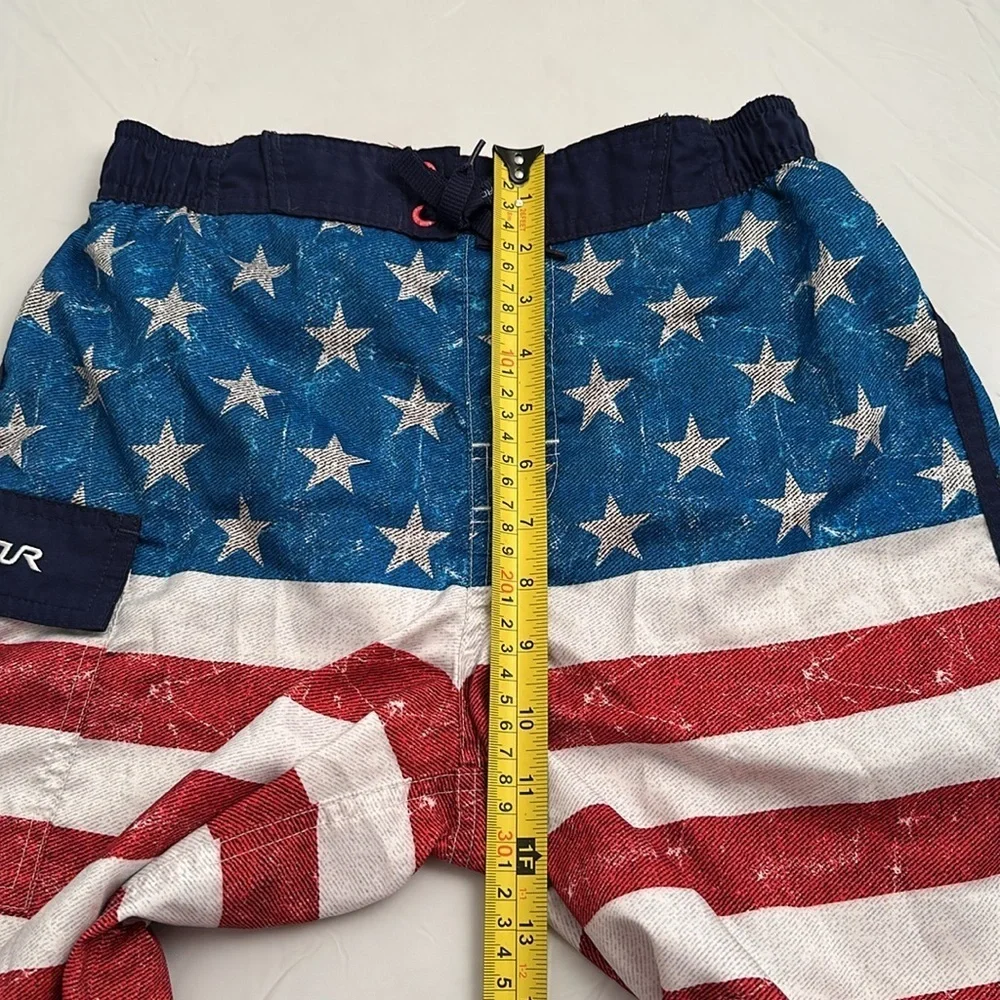 ZeroXposur American flag red white and blue lined swim trunks